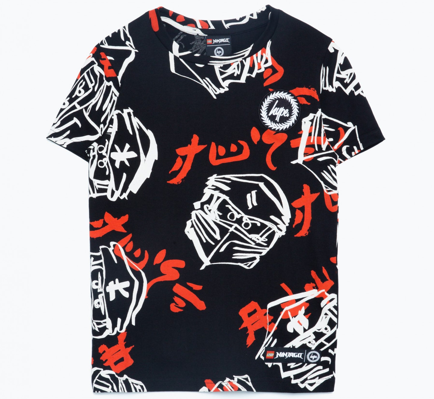 HYPE X LEGO® NINJAGO® zwart Just Hype T-shirt met gezichten voor volwassenen