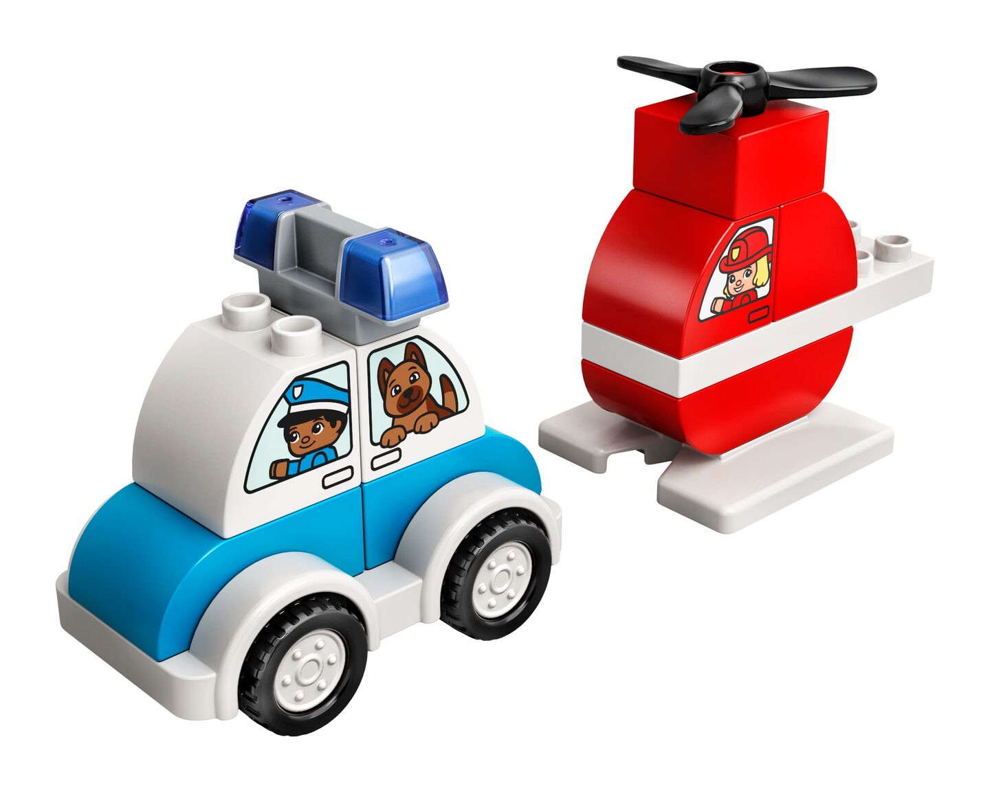 Brandweerhelikopter en politiewagen — Afbeelding 1