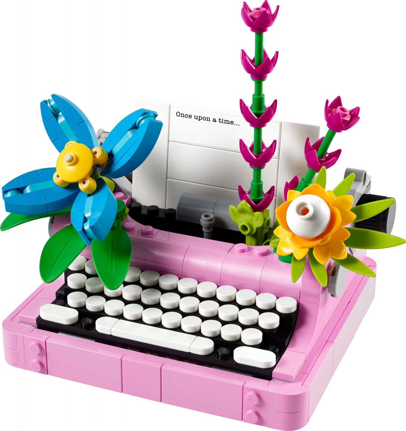 Typemachine met bloemen