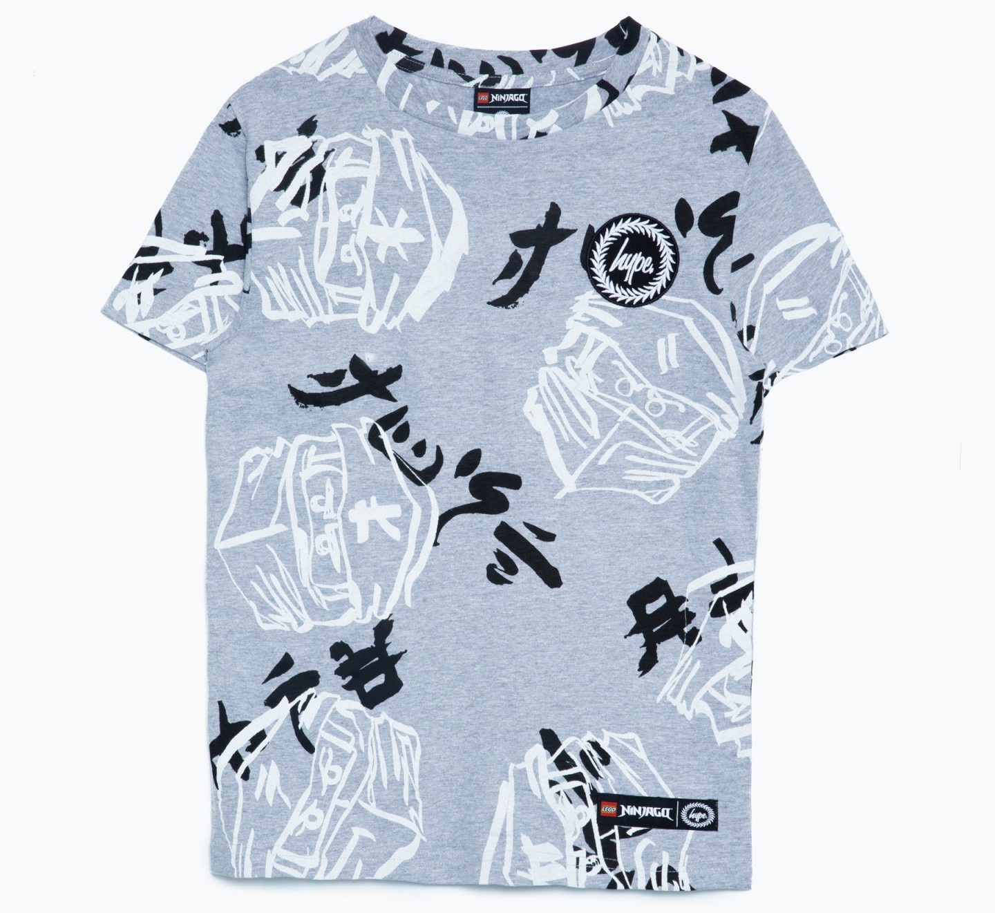 HYPE X LEGO® NINJAGO® grijs Just Hype T-shirt met gezichten voor kinderen