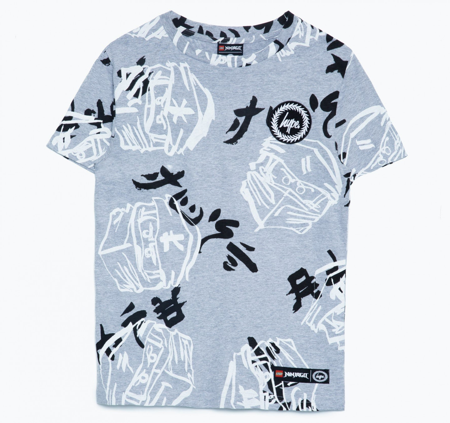 HYPE X LEGO® NINJAGO® grijs Just Hype T-shirt met gezichten voor volwassenen