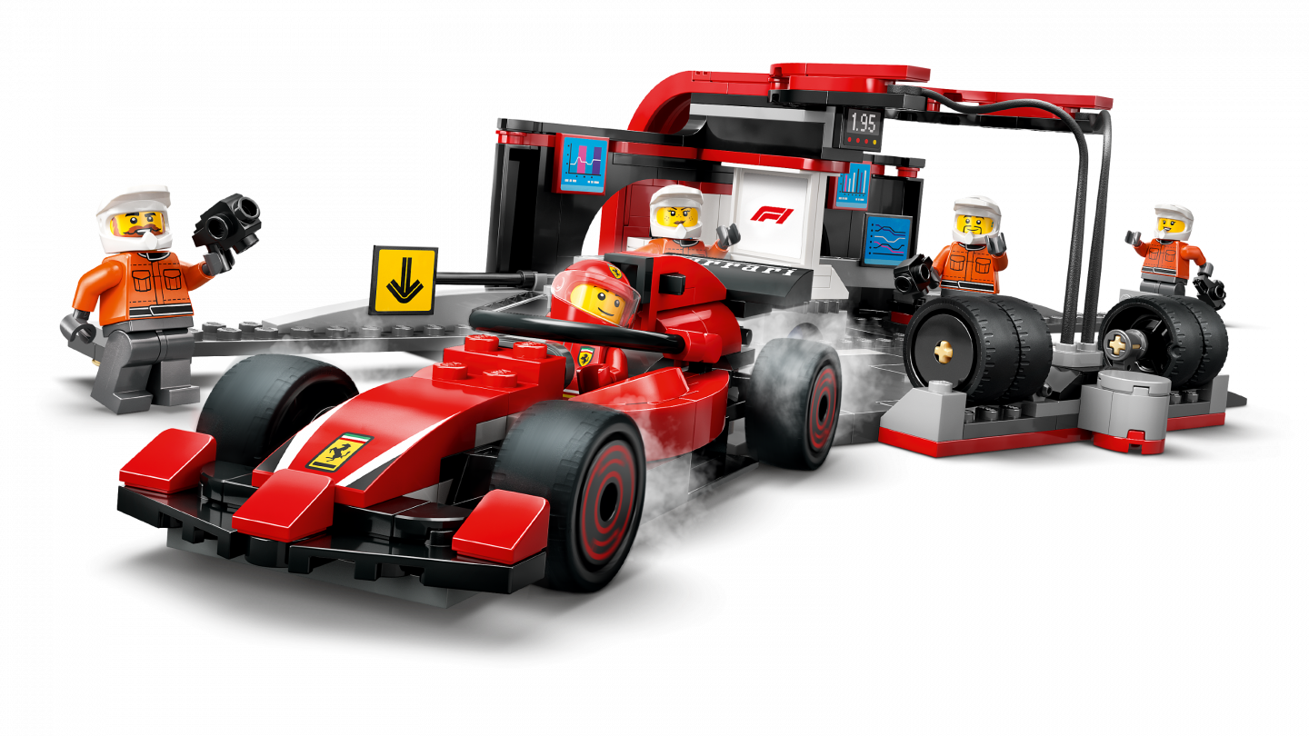 F1® pitstop en pitcrew met Ferrari auto — Afbeelding 3