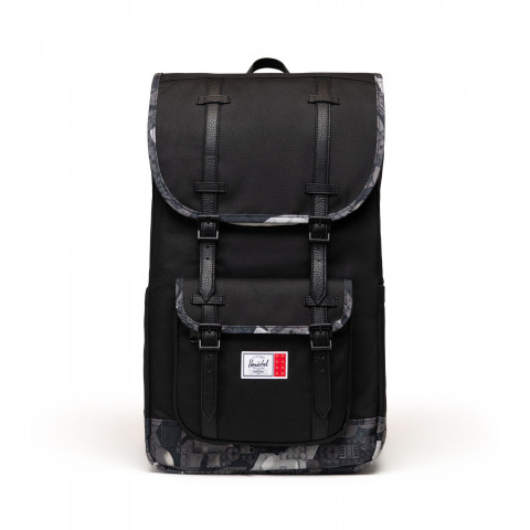 Herschel Little America rugzak - zwart met abstracte stenen